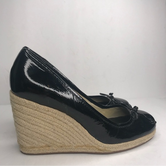 Coach Black Patent Leather Ireland Espadrille Wedge - Picture 4 of 11